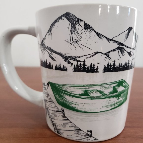 Tim Hortons Mug Coffee Tea Mountain Design River Boat Alpine Design Collectable - Picture 2 of 6